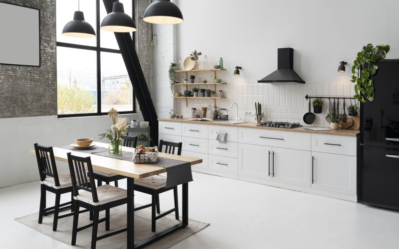 Empty modern room with furniture